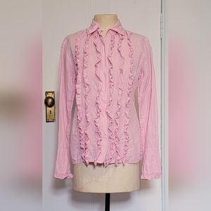 120% Lino pink linen shirt. Size small. Bust 34. Waist 34.